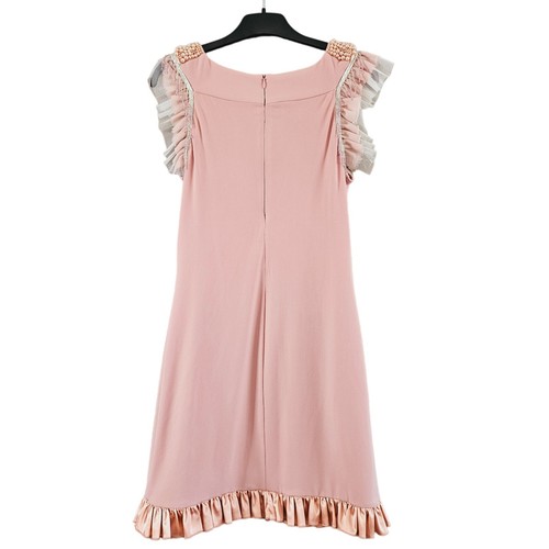 GERRY SHAW pearl beaded cocktail dress women's size 8 pink event barbie races - Picture 4 of 11