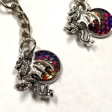 Dragon friendship keychains red charm set of 2 silver tone gift idea 64