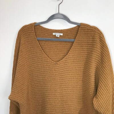 American Eagle Chenille Knit Sweater Size Medium M Yellow Brown