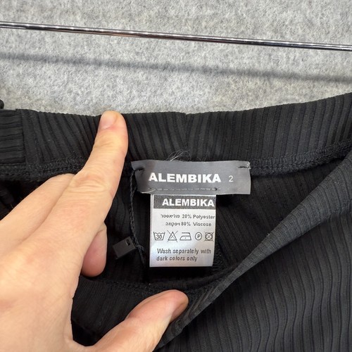 Alembika Size 2 Womens US 8 / 10 Black Stripe Wide Flowy Leg Pants Stretch NWT - Picture 5 of 15