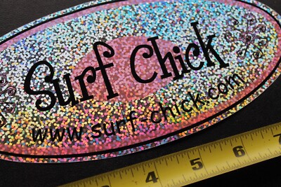 Surf Chick Silver Pink Glitter Surfboards Sexy Girl V44C Vintage