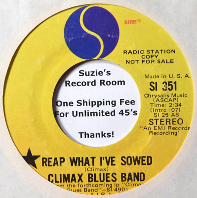 Climax Blues Band Reap What I've Sowed Hard Rock #A 45 7'' Vinyl -Check Coupons!