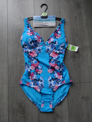 M&S Marks & Spencer BLAU MIX CHLORRESISTENT BADEANZUG GRÖSSE 12