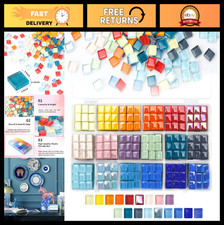 900 Pcs Glass Mosaic Tiles - 18 Colors, 10mm Craft Pieces with Storage Box, DIY