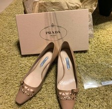 Rare PRADA Beige Pumps Heels Women's Size 36 US 6 Elegant Design
