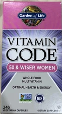 Garden of Life Vitamin Code 50 & Wiser Women 240 Vegetarian Capsules EXP06/26+