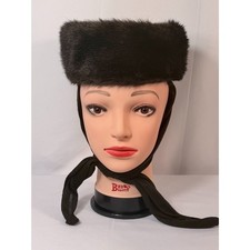 Vintage Union Made Dark Brown Mink Fur Pillbox Hat Women 1950s Mid Century