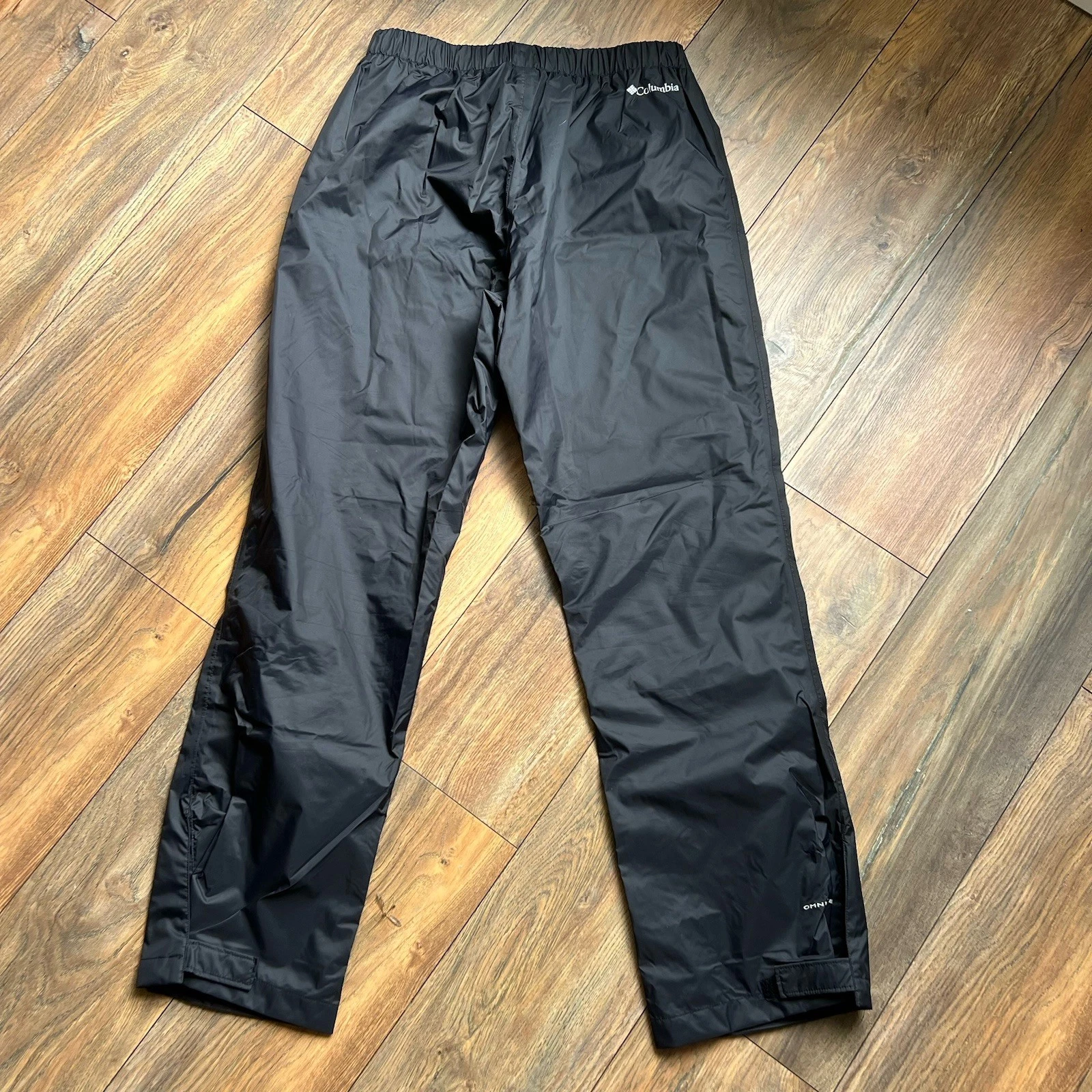 Columbia XCO~mens M Windbreaker Storm Dry Rain Pants~Black~Mesh Lined~Packable