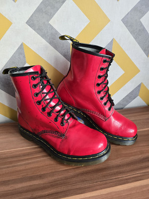 Dr Martens 1460 W Red Patent Leather Ankle Boots Women's Size