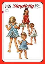 Girls Sleeveless TOP and BLOOMERS Child Simplicity 8165 Vtg 1969 Sewing Pattern
