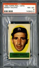 1963 Topps Peel-Offs Sandy Koufax - PSA 8