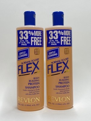 Revlon Flex Protein Shampoo Body Building Normal To Dry Hair 20 Oz Each (Pack 2)