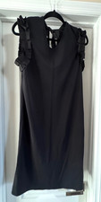 TORY BURCH BLACK SLEEVELESS RUFFLE TIE BACK MINI DRESS SZ XL/TG