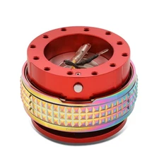 NRG Aluminum Steering Wheel Quick Release Adapter Gen 2.1 Red/Neo Chrome Ring