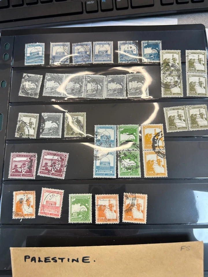 34 Vintage Palestine stamps 1920s 1930s used rare bundle palestinian stamp lot - Image 4 of 4