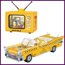 Balody Kawaii Anime Garfield Cat Mini Building Blocks Model Open Topped Car MOC