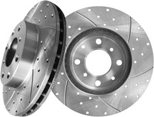 PM Auto Front 240mm Drilled Slotted Brake Disc Rotors Compatible With 1990-2000