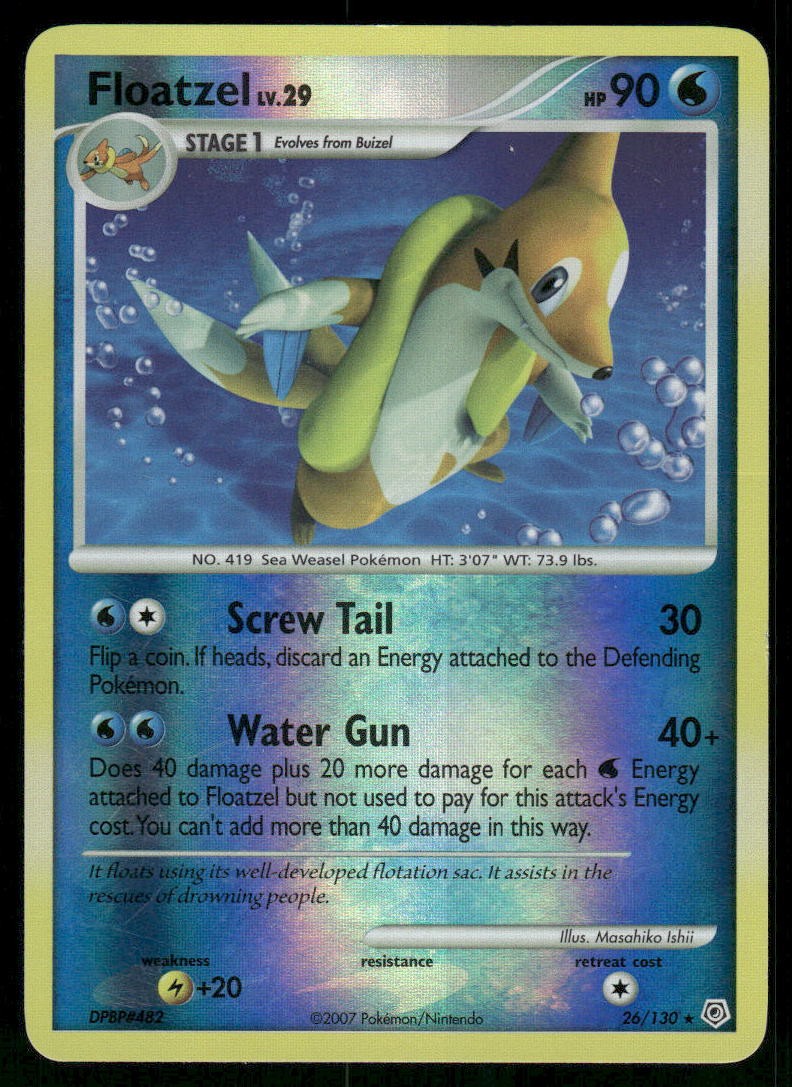 2007 Floatzel 26/130 Rare Reverse Holo LP Diamond and Pearl Pokémon