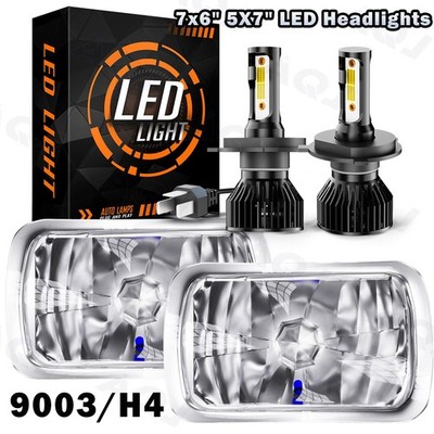5x7'' 7x6'' LED Headlight Hi-Lo Beam 6000K White For Jeep Cherokee 1984-2001