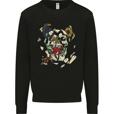 Broken Skull Mit Rosen & Rabe Herren-Sweatshirt Pullover