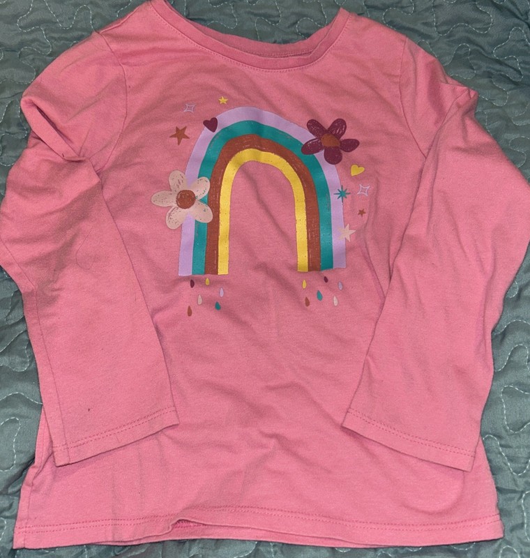 Garanimals Pink Long Sleeve T-Shirt Rainbow Graphic Size 5T