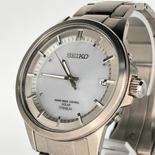 Seiko Spirit Men's Solar Titanium Watch 7B52-0AD0 Silver White Used