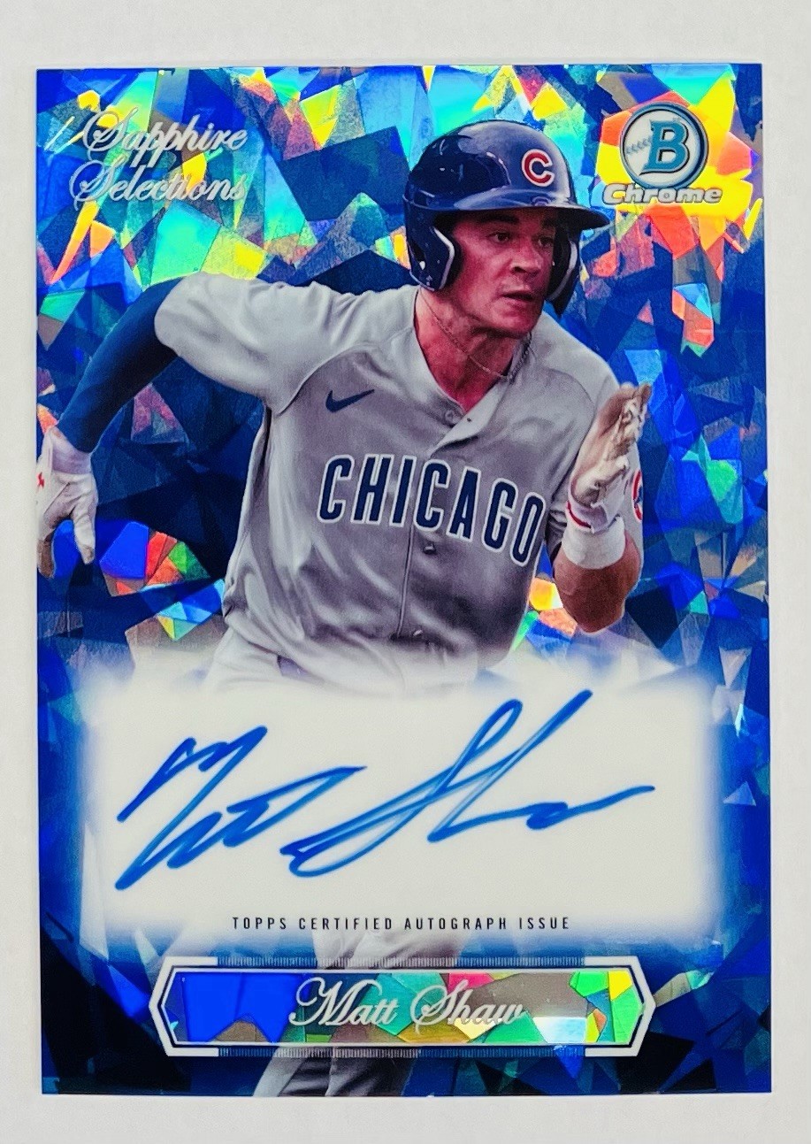 QTY AVL Matt Shaw Auto 2023 Bowman Chrome Draft Sapphire Selections Autograph