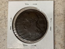 1822 Irish Penny, George IV, Crowned Harp Hibernia reverse