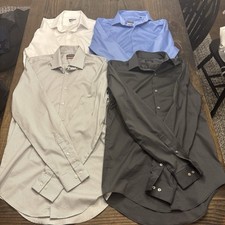 Lot Of 4 Long Sleeve Dress Shirts Van Heusen Mens 14-14 1/2 32/33 S EUC Colors