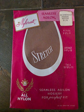 Vtg Nylcrest Seamless Stretch Agilon Nylon Stockings Size 9-10 Mistone