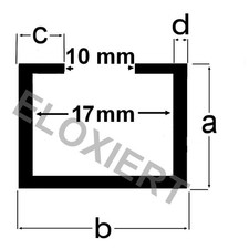 Alu C-Profil 13x22x6x2,75mm passend M10 Schraube / Mutter ELOXIERT Aluminium 1m