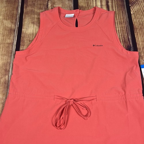 NWT Columbia Bogota Bay Dress Women’s Large Coral Tie Waist Sleeveless Knee Tank - Picture 4 of 10
