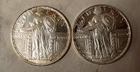 Lot o 2 - 1/4 ounce .999 fine silver 'Standing Liberty Quarters. 1/2oz Total.