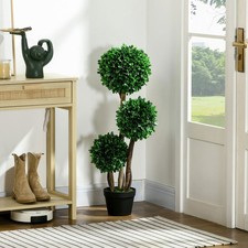 3ft Artificial Tree Three Ball Boxwood Topiary for Indoor Outdoor