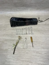 Vintage Indestro USA MINI Ignition Wrench Set Herbrand Pliers ROLL UP CASE