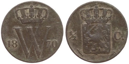 Photo of a 1870 Netherlands 1/2 Cent from an eBay listing that sold on May 17, 2026