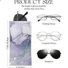 4 Pcs Squeeze Top Sunglass Case with Cleaning Cloth, Soft Leather Eyeglass Ca...