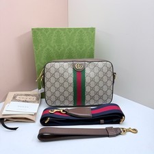 Gucci Ophidia Beige GG Supreme Canvas Shoulder Bag Crossbody Auth