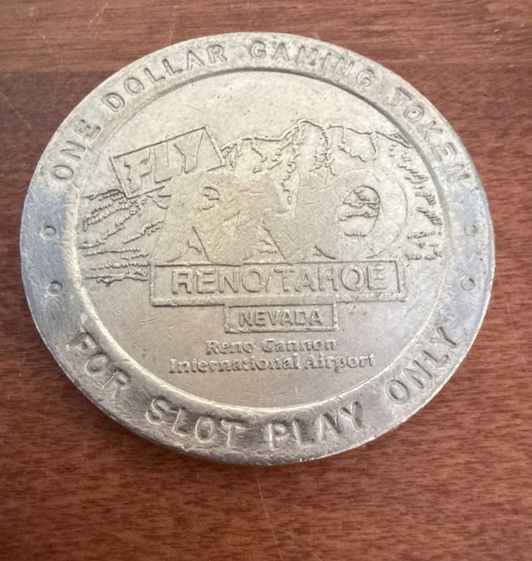 Rare Reno, Tahoe Nevada Fly Reno One Dollar Casino Gaming Token