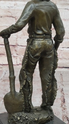 cowboy shoveling manure bronze Sculpture Hot Cast Original Statue Figurine Art - Bild 8 von 10