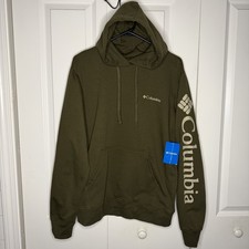 NWT Columbia Mens Size Small Viewmont II Sleeve Graphic Hoodie Olive Green Brown