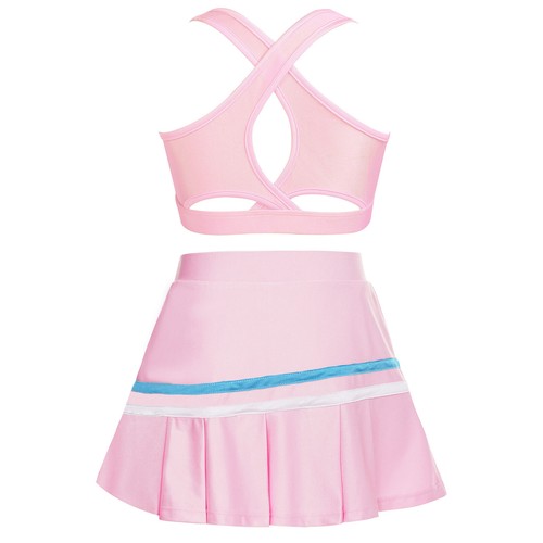 Kids Girls Crop Top With Skirt Cross Back Activewear Summer Sportswear Set Mini - Picture 20 of 83