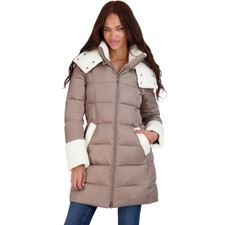 Tahari Womens Tilly Beige Insulated Vegan Heavyweight Puffer Jacket M Bhfo 1262
