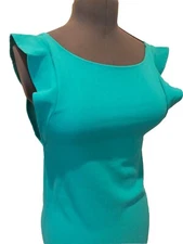 Anthropologie Everly Dress Small Turquoise Sleeveless Ruffle Brunch Sundress