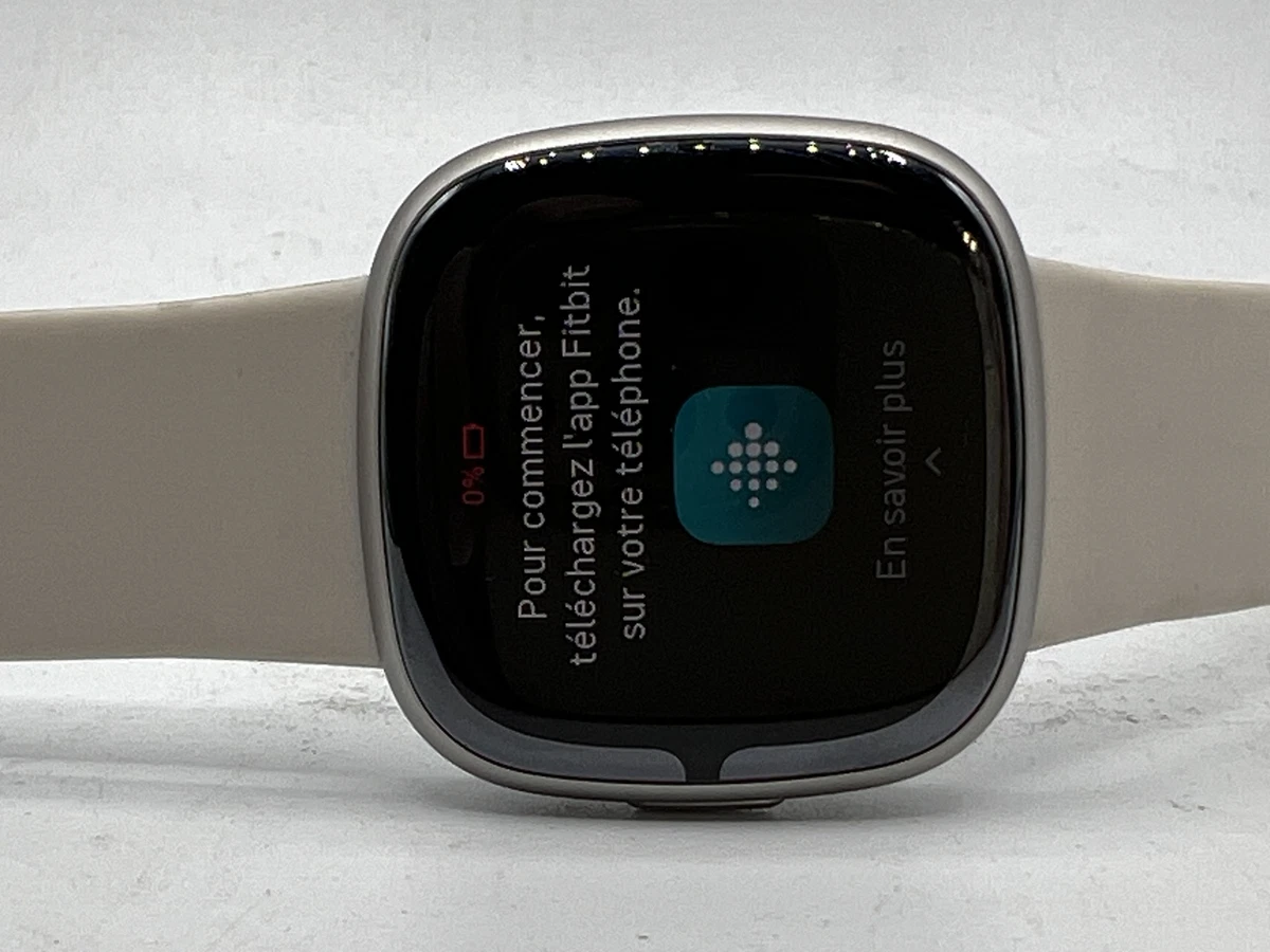 Fitbit Sense 2 FB521 Advanced Health Smartwatch Aluminum/Lunar White Used Read
