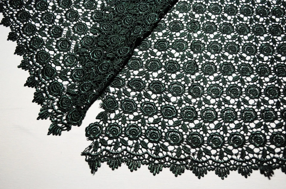 Unotrim 42"  Rose Venice Lace Fabric All Over Both side Scalloped Edge 9 colors - Image 2 of 4