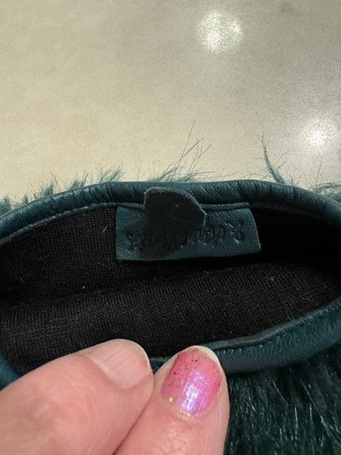 & Other Stories M NEW Green Leather Gloves Faux Fur Cuffs Women's Winter Lined - Picture 4 of 11