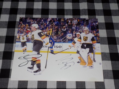 Jack Eichel Logan Thompson Signed Vegas Golden Knights 8x10 Photo