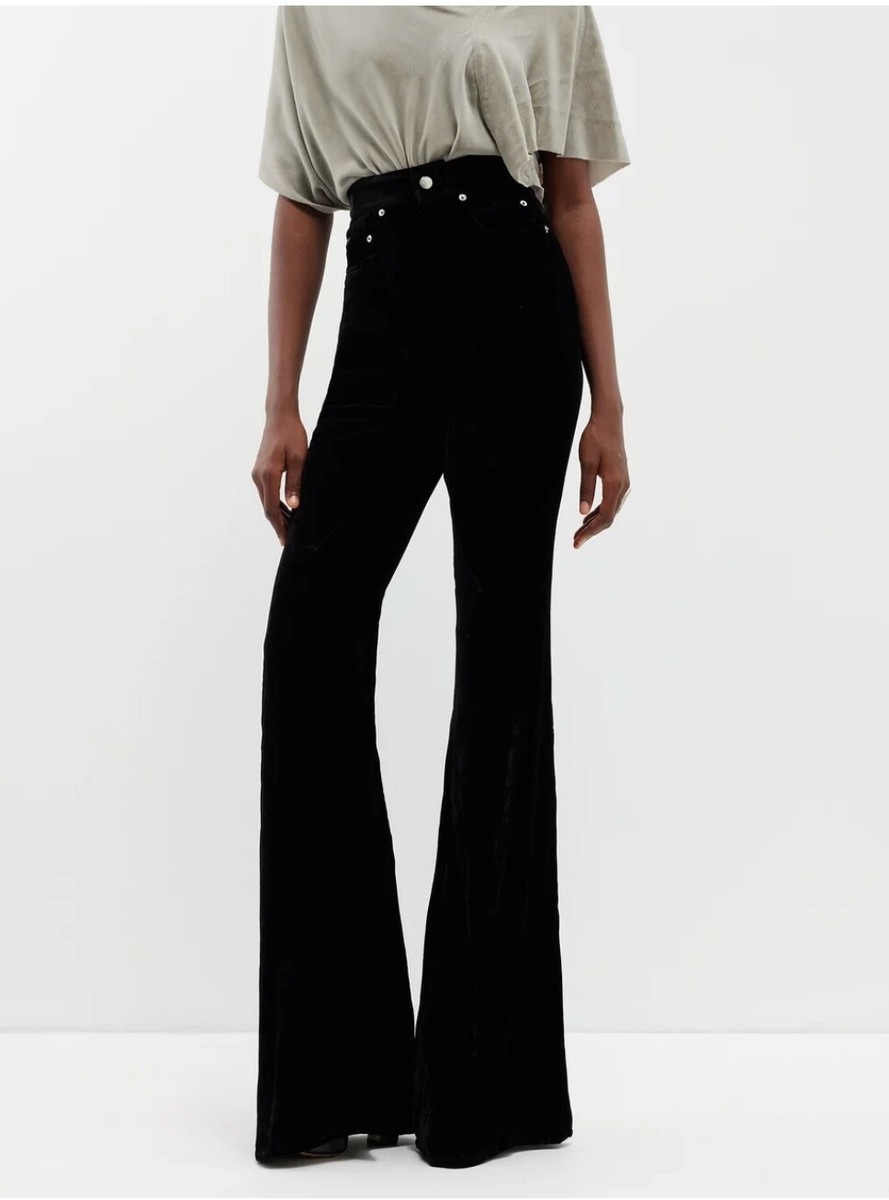 パンツ Rick owens bolan velvet RICK OWENS Bolan high-rise velvet bootcut trousers Size 29