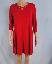 Nina Leonard Women Valentine’s Day Red Dress CUTE Flowy A‑Line Knee‑Length SALE